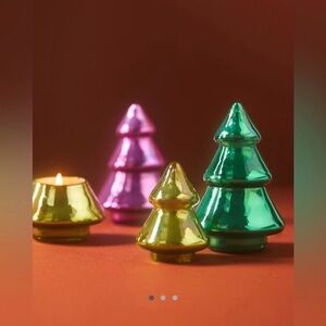 Anthropologie Mini Tree Yellow Glass Candle new in box citron